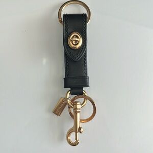 Coach trigger snap key ring / bag charm in black leather